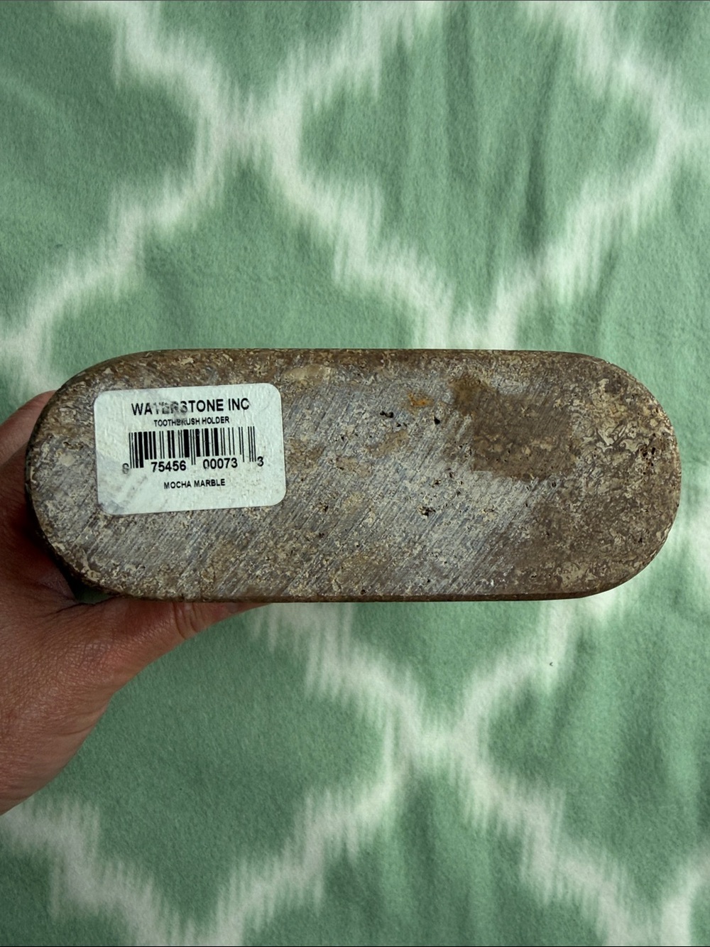 Marble Stone 4-Slot Toothbrush Holder in Weathered Brown Tan (mocha marble) - Picture 5 of 8
